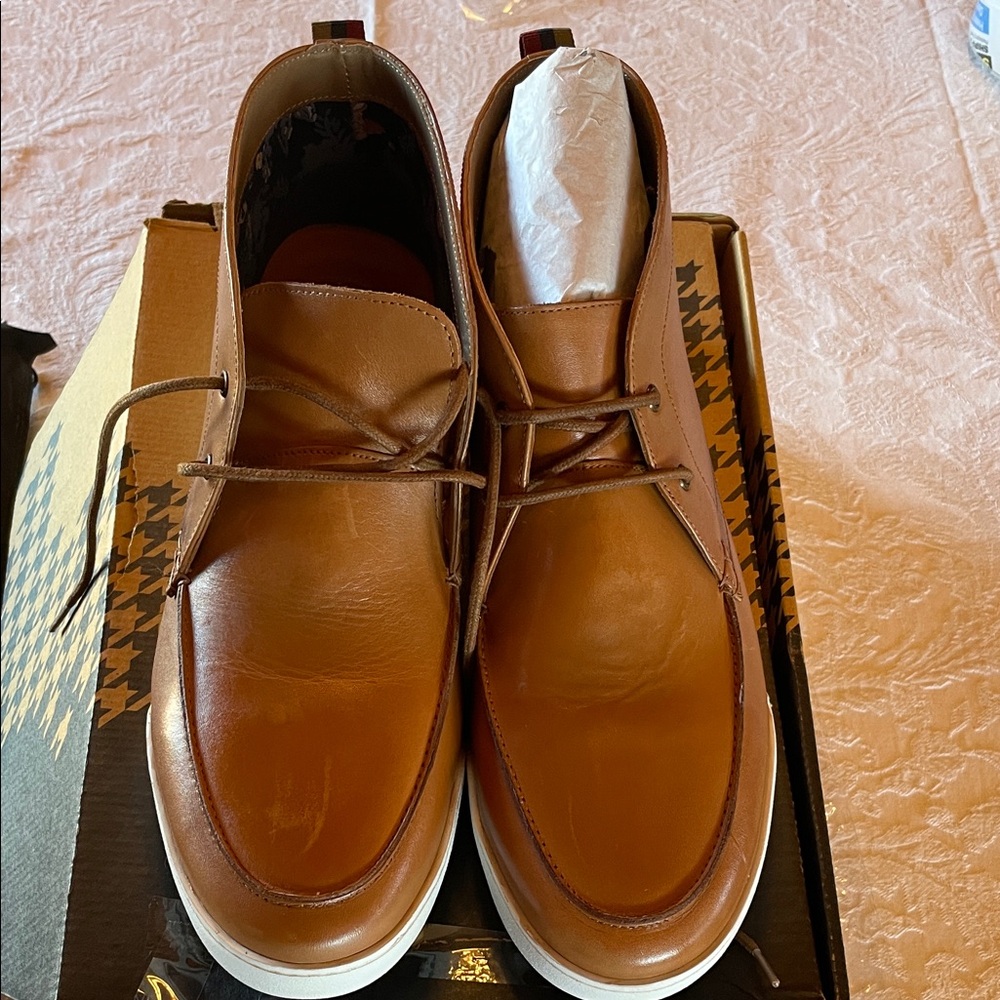 Christopher & Banks REAL LEATHER Cognac Lace-Up Men's BootsNWOT in box Sz13
